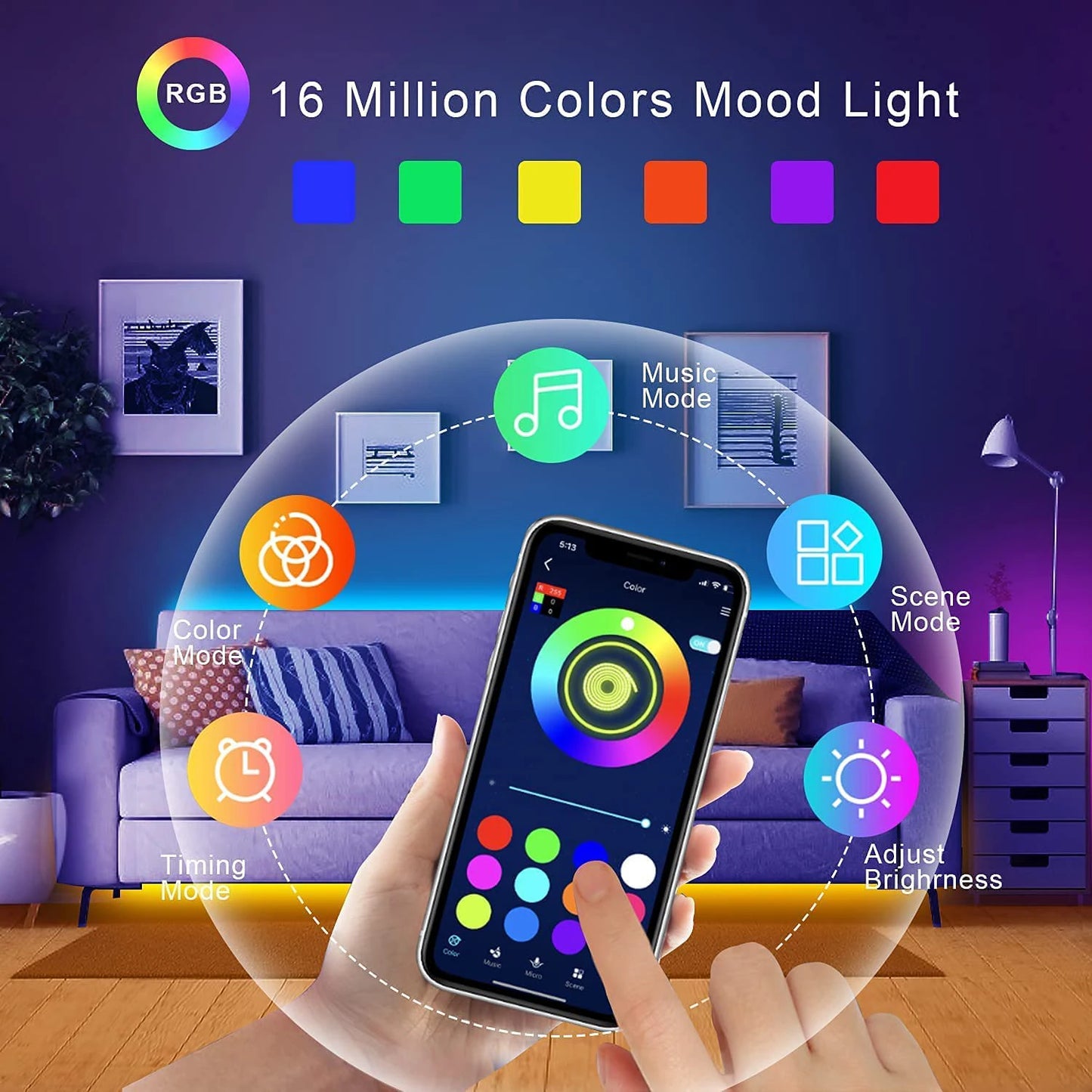 RGB Led TV Lights Led for TV RGB LED Strip Lights Tape Flexible Ribbon for TV Backlight Room Gaming Party Decoration